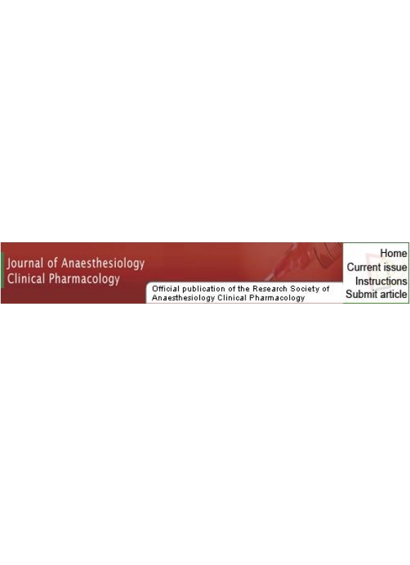 Journal Of Anaesthesiology Clinical Pharmacology